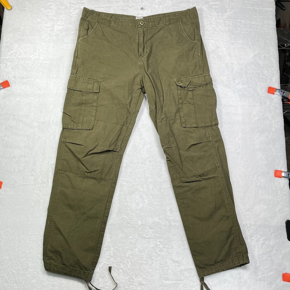 Kennedy Cargo Pants Men's Green Drawstring Hem Classic Utility Outdoor - W34‎